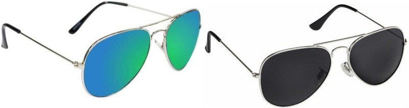 Korel Aviator Sunglasses(Green, Black)