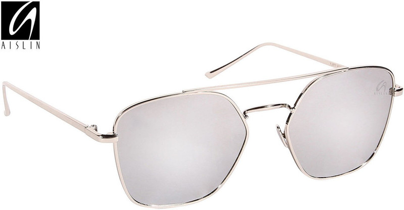 Aislin Rectangular, Oval Sunglasses(Silver) Aislin Rectangular, Oval Sunglasses(Silver)