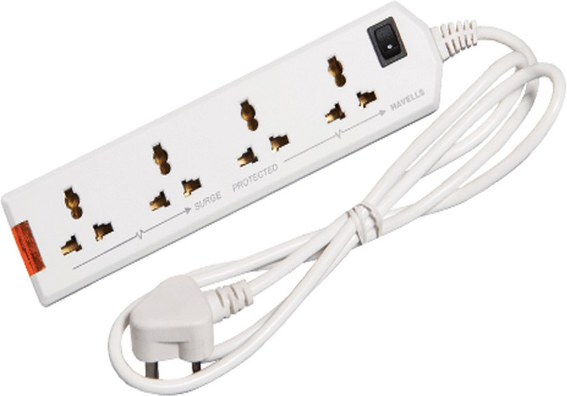 Havells 4 way extension board 4 Socket Surge Protector(White)