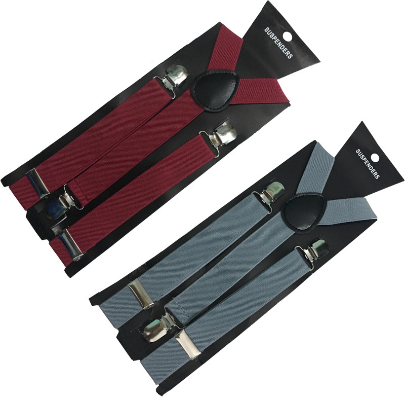 atyourdoor Y- Back Suspenders for Men(Maroon, Grey)