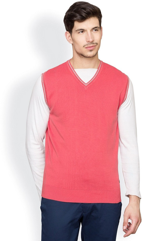 Blackberrys Solid V-neck Casual Men Pink Sweater