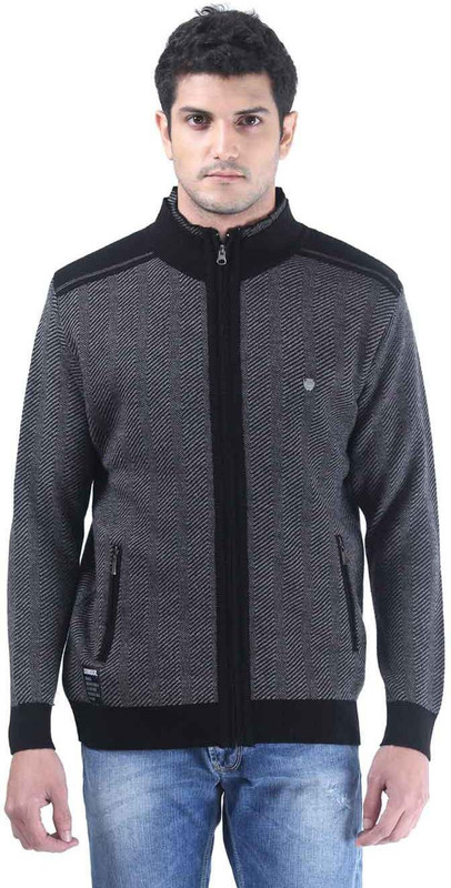 Consul Striped Turtle Neck Casual Men Black, Grey Sweater