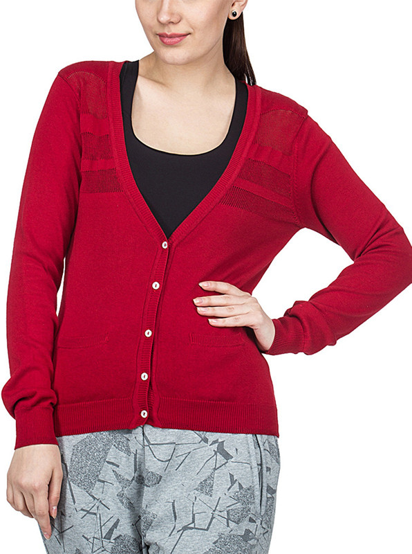 Puma Solid Casual Women Red Sweater