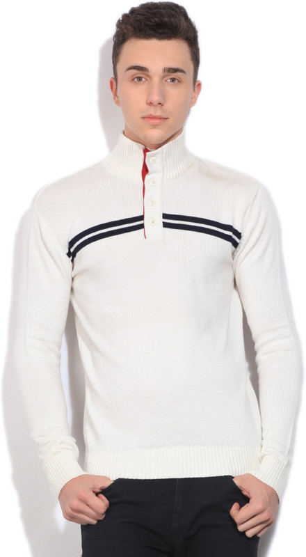 Pepe Jeans Striped Casual Men White Sweater