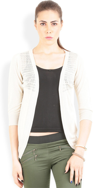 Lee Solid Round Neck Casual Women Beige Sweater