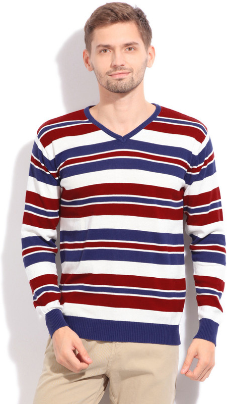 Sports 52 Wear Striped Casual Men Red, White, Blue Sweater