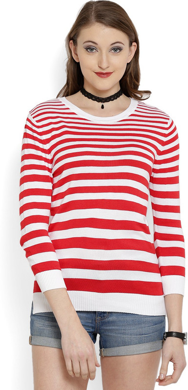 United Colors of Benetton Solid Round Neck Casual Women Red sweater
