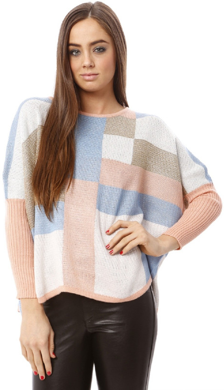Lioness Printed Round Neck Party Women Pink Sweater