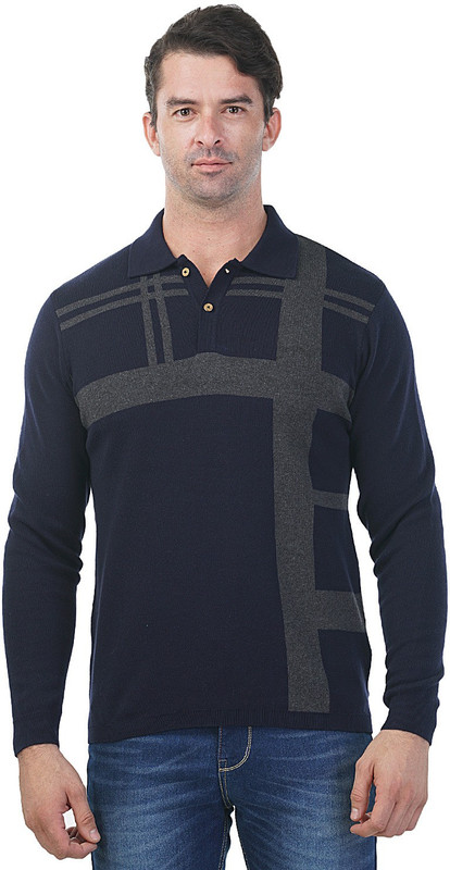 Kalt Printed V-neck Men Multicolor Sweater