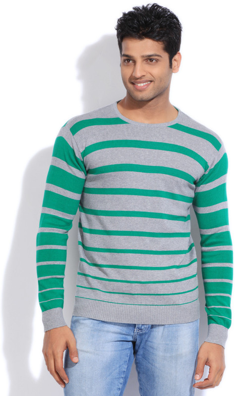 Sports 52 Wear Striped Casual Men Grey, Green Sweater