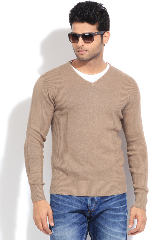 Sports 52 Wear Solid Casual Men Beige Sweater
