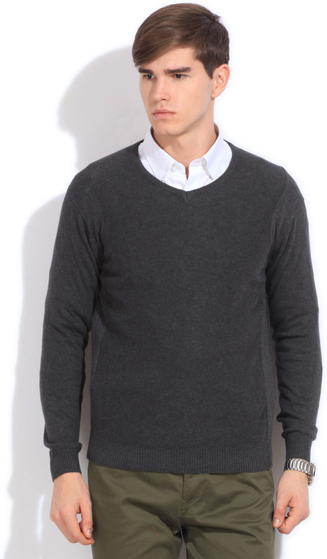Sports 52 Wear Solid Casual Men Grey Sweater