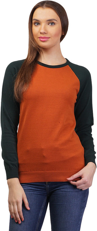 Kalt Solid Round Neck Casual Women Red Sweater
