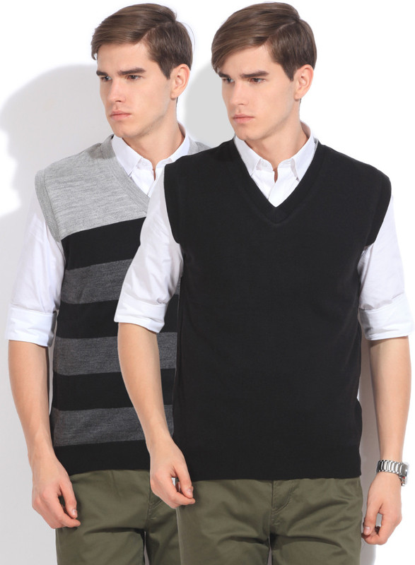 Sports 52 Wear Solid Casual Men Reversible Black, Grey Sweater