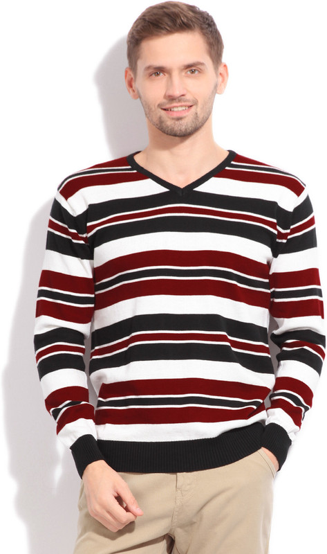 Sports 52 Wear Striped Casual Men White, Black, Red Sweater