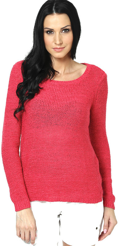 Vero Moda Solid Round Neck Casual Women Pink Sweater