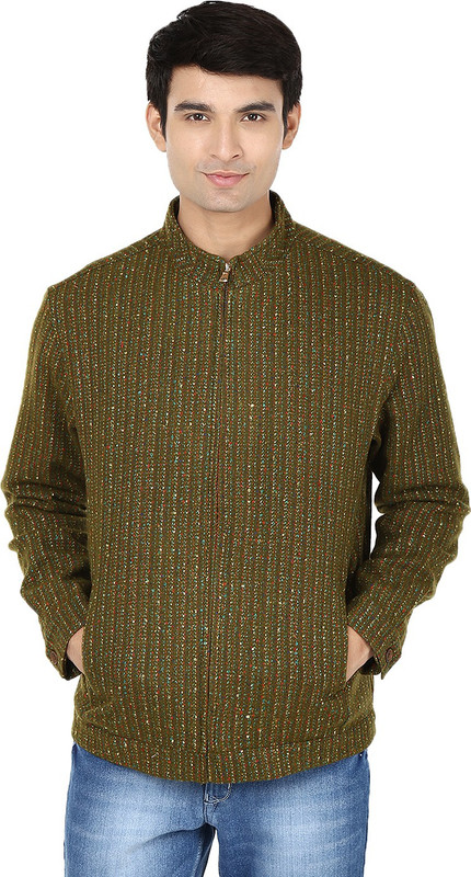 Reevolution Self Design Round Neck Casual Men Green Sweater