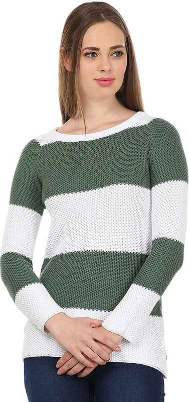 United Colors of Benetton Self Design Round Neck Casual Women White Sweater