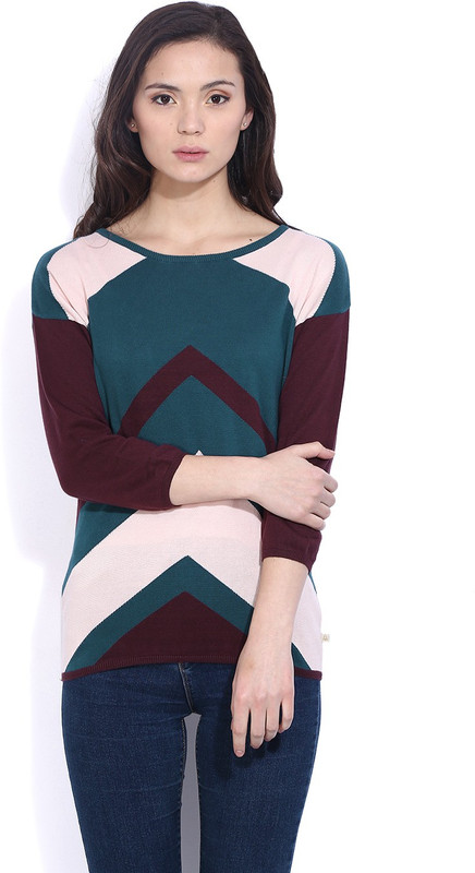 United Colors of Benetton Solid Round Neck Casual Women Green sweater