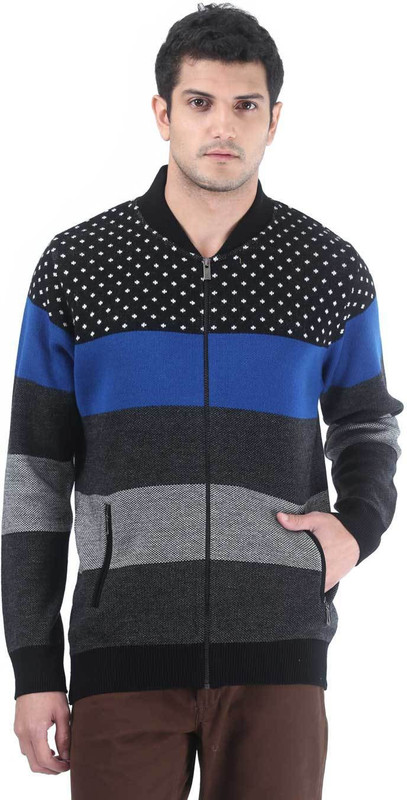 Consul Striped Turtle Neck Casual Men Blue, Black, Grey Sweater