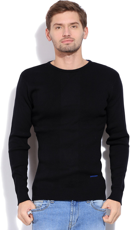 Sports 52 Wear Solid Casual Men Black Sweater