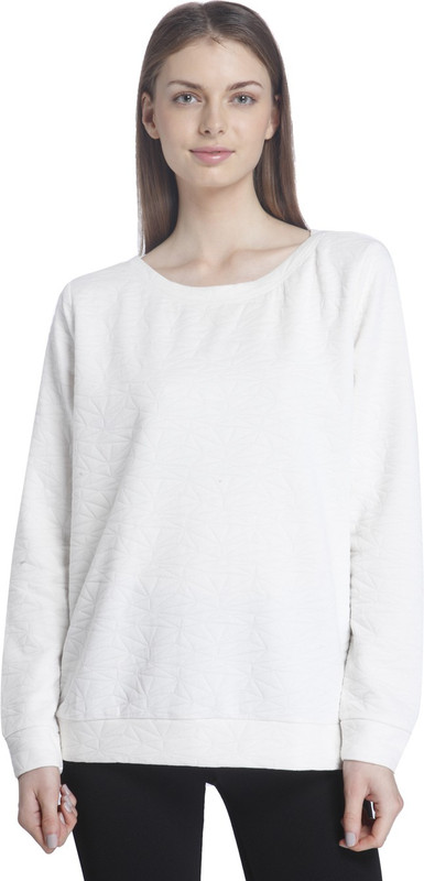 Only Full Sleeve Self Design Women Sweatshirt