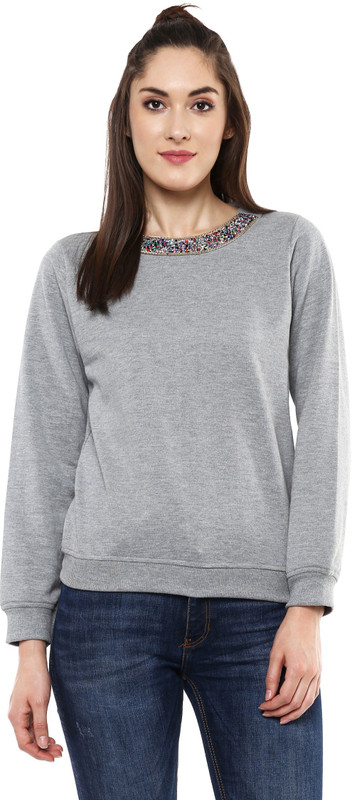 Sassafras Full Sleeve Solid Women Sweatshirt