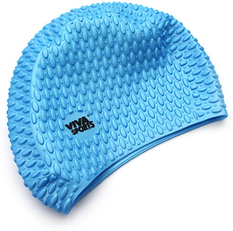 Viva Sports Silicone Rain Drop Embossed Swimming Cap(Blue, Pack of 1)
