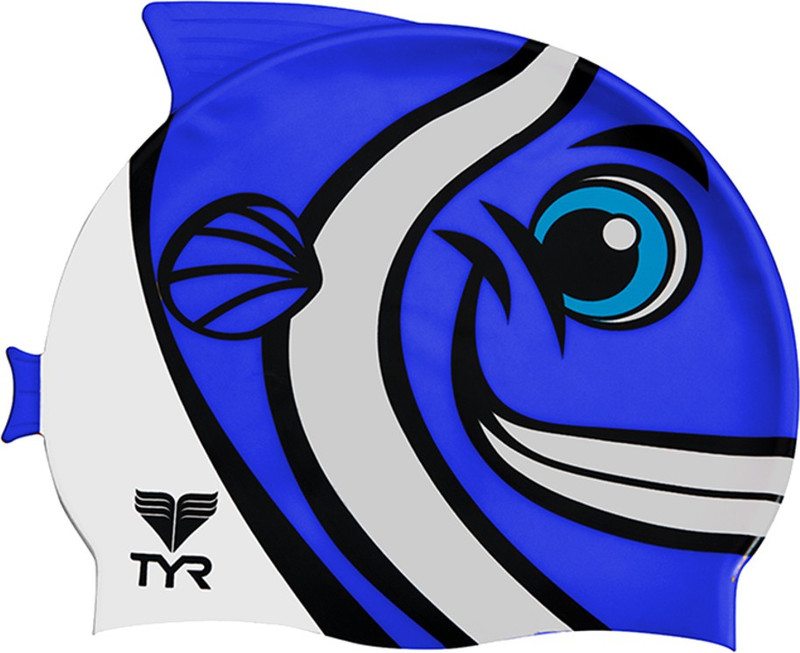 TYR Happy Fish Swim Silicone Swimming Cap(Blue)