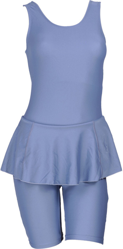 Freestyle Frock With Half Tights Solid Women Swimsuit