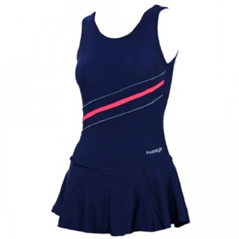 Freestyle Frock Style Swimwear with Bloomer Solid Women Swimsuit