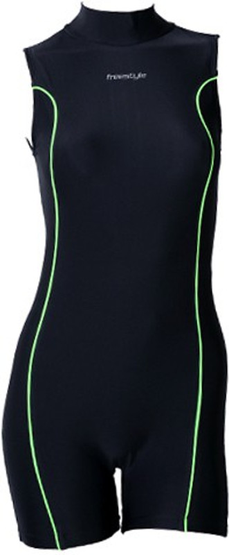 Freestyle High Neck legging Style with Zip Solid Women Swimsuit