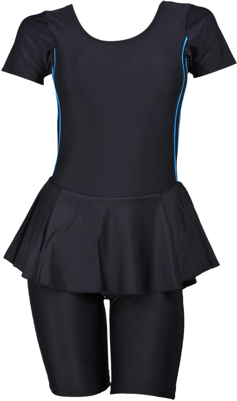 Champ Black Padded Swimwear With Knee Length Shorts Solid Women Swimsuit