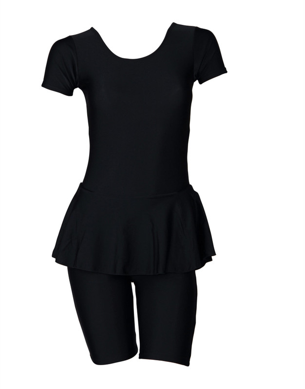 Freestyle Frock with Sleeve and Cycling Shorts Solid Women Swimsuit