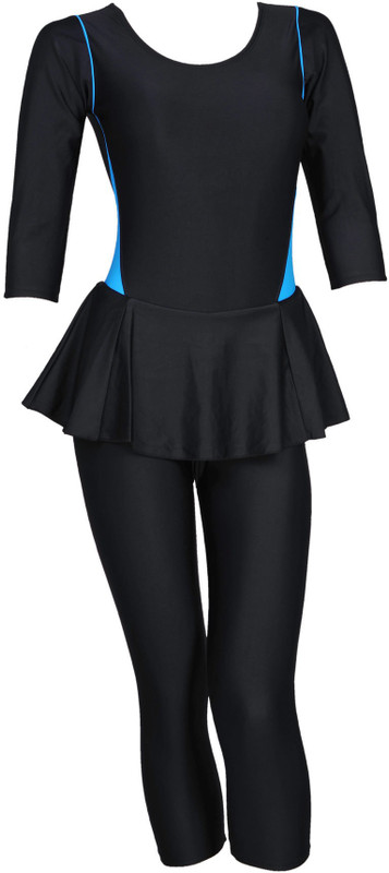 Champ Black Padded Costume With 3/4th Leg Solid Women Swimsuit