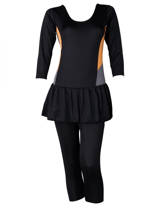 Champ Frock with Sleeve & Slacks Solid Women Swimsuit