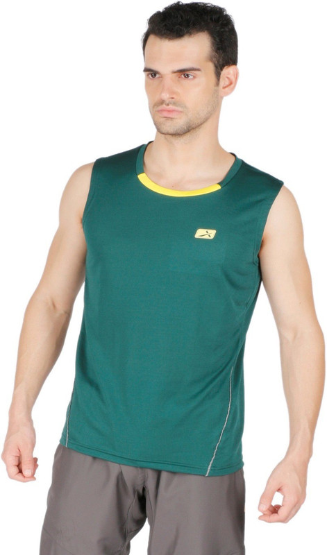 Vector X Solid Men Round Neck Dark Green T-Shirt