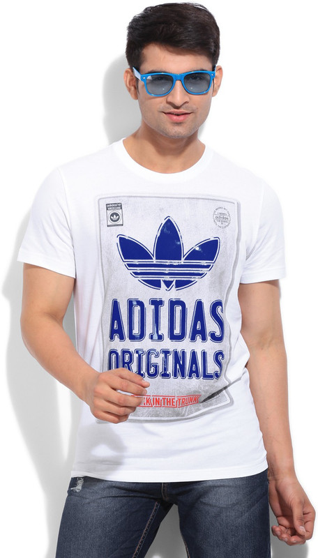 ADIDAS Printed Men Round Neck Black, Red, Blue T-Shirt