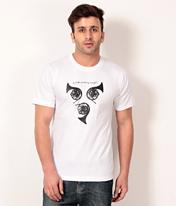 Merlin Printed Men Round Neck White T-Shirt Merlin Printed Men Round Neck White T-Shirt