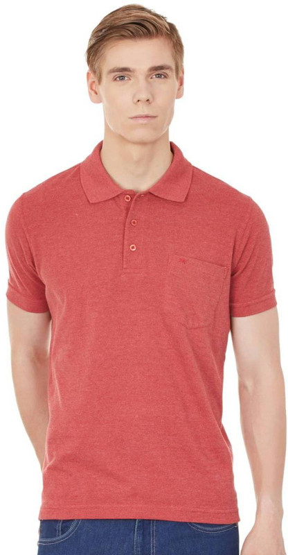 Monte Carlo Solid Men Polo Neck Red T-Shirt