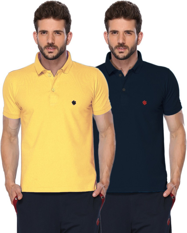 ONN Solid Men Polo Neck Yellow, Blue T-Shirt(Pack of 2) ONN Solid Men Polo Neck Yellow, Blue T-Shirt(Pack of 2)