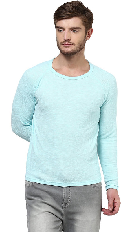 Henry and Smith Solid Men Round Neck Blue T-Shirt Henry and Smith Solid Men Round Neck Blue T-Shirt