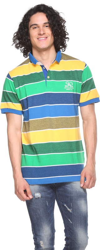 Pro Riders Self Design Men Flap Collar Neck Gold T-Shirt