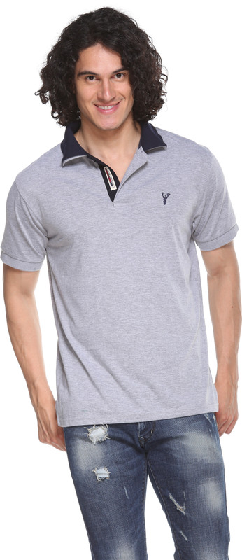 Pro Riders Self Design Men Polo Neck Grey T-Shirt