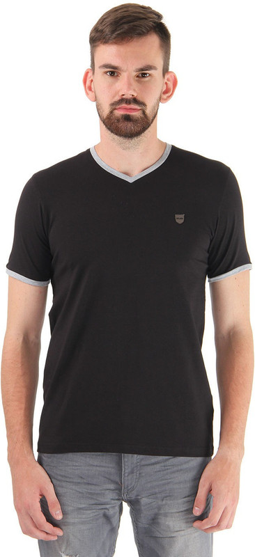 Cloak & Decker Solid Men V-neck Black T-Shirt Cloak & Decker Solid Men V-neck Black T-Shirt