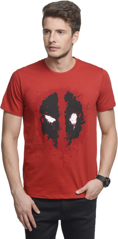 Deadpool Printed Men Round or Crew Red T-Shirt