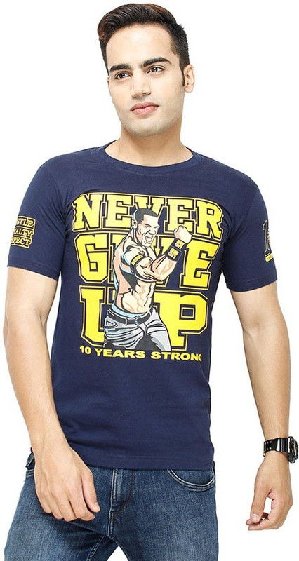 ILYK Printed Men Round Neck Blue T-Shirt ILYK Printed Men Round Neck Blue T-Shirt