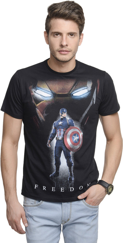 Civil War Printed Men Round or Crew Black T-Shirt Civil War Printed Men Round or Crew Black T-Shirt