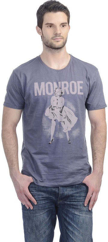 Marilyn Monroe Printed Men Round or Crew Blue T-Shirt