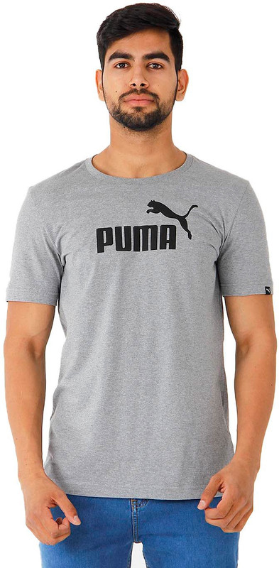 Puma Solid Men Round Neck Grey T-Shirt